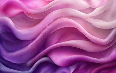Obraz premium Vibrant waves of soft fabric in hues of pink and purple, creating an elegant, flowing pattern that evokes a sense of tranquility and softness.