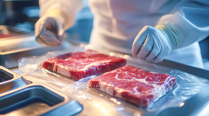 Hygienic meat packaging process: professional quality control in food industry