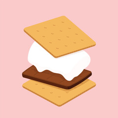 Chocolate bar and graham crackers. S'more graham cracker, chocolate, and marshmallow.