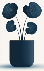 A modern plant illustration featuring large, leafy foliage in a sleek pot, ideal for interior decor and botanical design aesthetics.