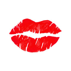 red lips valentine's day composition watercolor illustration isolated on white background base for tableware design textile printing