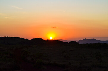 Sunset in the mountains of the state of Minas Gerais in Brazil