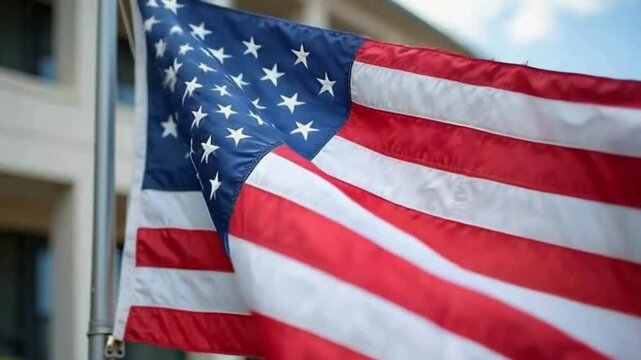 American flag raised and waved at a school