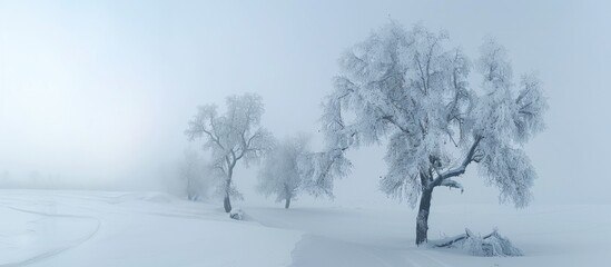 Fototapeta premium Trees In Winter In The Snow Northern Caucasus Stavropol Territory