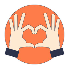 Two hands form a heart shape, symbolizing love and connection.
