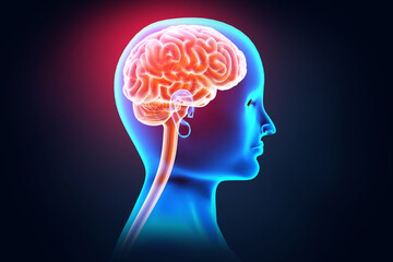 medically accurate illustration of a painful brain, Man with a headache, stoke, blood clot in the vessels of the human brain, 3d illustration