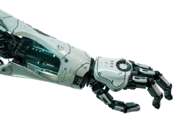 Innovative Robotic Arm Structure Isolated on Transparent or White Background