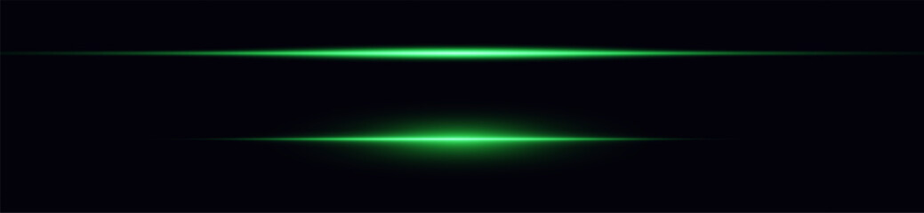 Neon green horizontal speed lines. Laser lines of light. Horizontal neon light. Glowing stripes. Laser beams. light lines of movement and speed in neon color. A beautiful flash of light and sparks.