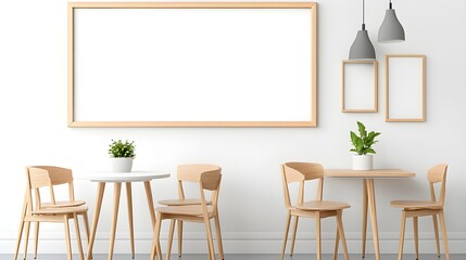 Modern Minimalist Cafe Interior with Blank Frames