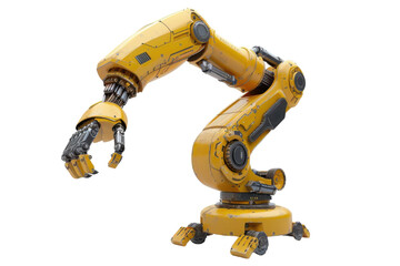 Industrial Robotic Arm Detail Isolated on Transparent or White Background