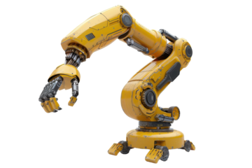 Industrial Robotic Arm Detail Isolated on Transparent or White Background