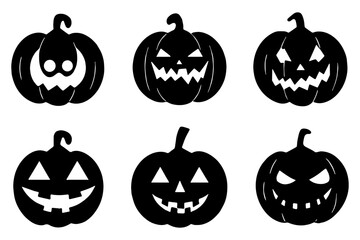Pumpkin Silhouette Set. Flat Vector Illustration