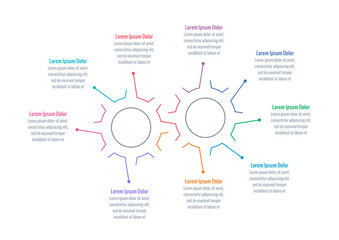 infographic template for annual report, magazine. infographic template for business, education, industry, science world. nine steps information template. industry wheels infographic template