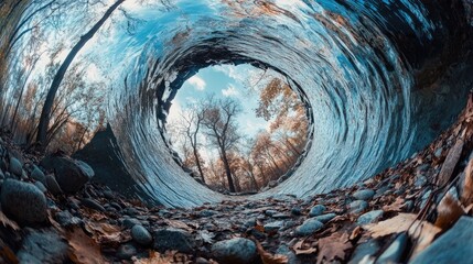 Image captured using a fisheye lens showcasing an artistic perspective and unique distortion effects