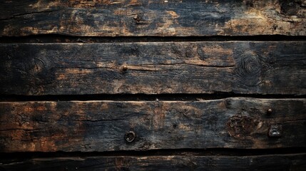 Worn weathered dark wood with a grunge texture for a rustic background