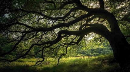 Fototapeta premium Nature s Symphony Revealed Through the Branches of a Tree