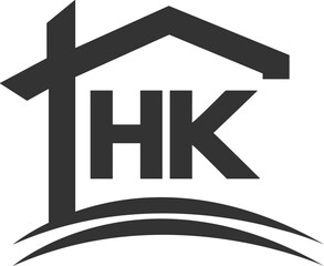 Fototapeta premium HK logo design. HK KH House logo design. Luxury Real estate HK KH logo design. Property business HK KH logo vectors. Letter HK logo vectors. H HA AH logo design. Simple KH logo vectors