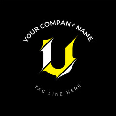 Modern cut style U letter vector logo design
