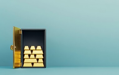A safe filled with gold bars, symbolizing wealth and security.