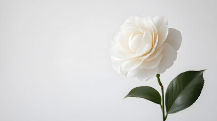 Fototapeta premium White rose isolated on black, a symbol of love and purity