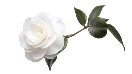 White rose isolated on black, a symbol of love and purity