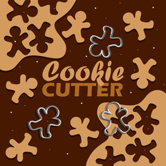 National Cookie Cutter Day to celebrate on December 1st. Cake dough with the mold and cookie cutter.