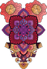 Indian Floral ornamental pattern Black And White and color design is used for invitations, textiles, wrapping paper, gift items