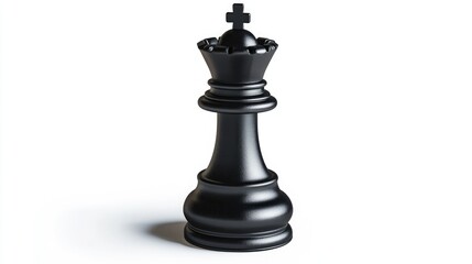 Black king chess piece engaged in battle isolated against a white background with a clipping path for easy integration