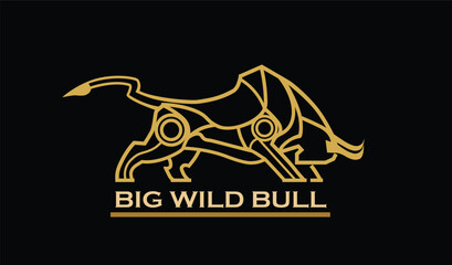 Bull ready to fight in alert position, Artline monogram Bull, Bull mascot