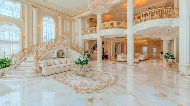Living room of extremely rich residence, luxurious apartment