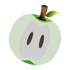 Apple Slice Illustration – Simple 3D Fruit Design for Food and Nutrition Graphics