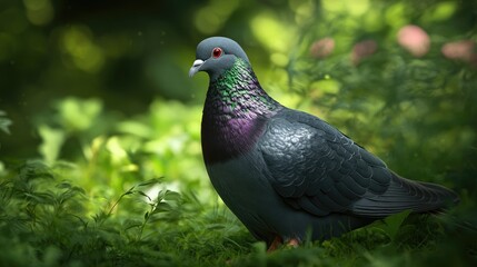 Black feathered pigeon in its natural habitat