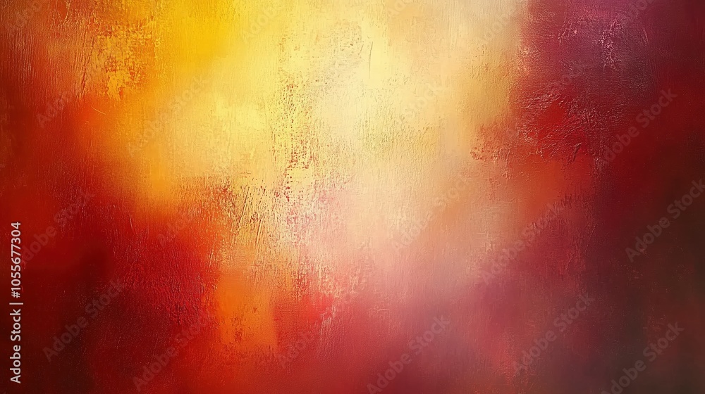 Aufkleber Abstract background featuring soft red and yellow tones with a light gradient and a blurred texture reminiscent of an old canvas. This vintage-inspired artwork showcases expressive brush strokes, crea