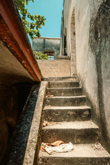 The architecture on the Old German Boma - A historical German colonial building in Old Stone Town in Bagamoyo, Tanzania
