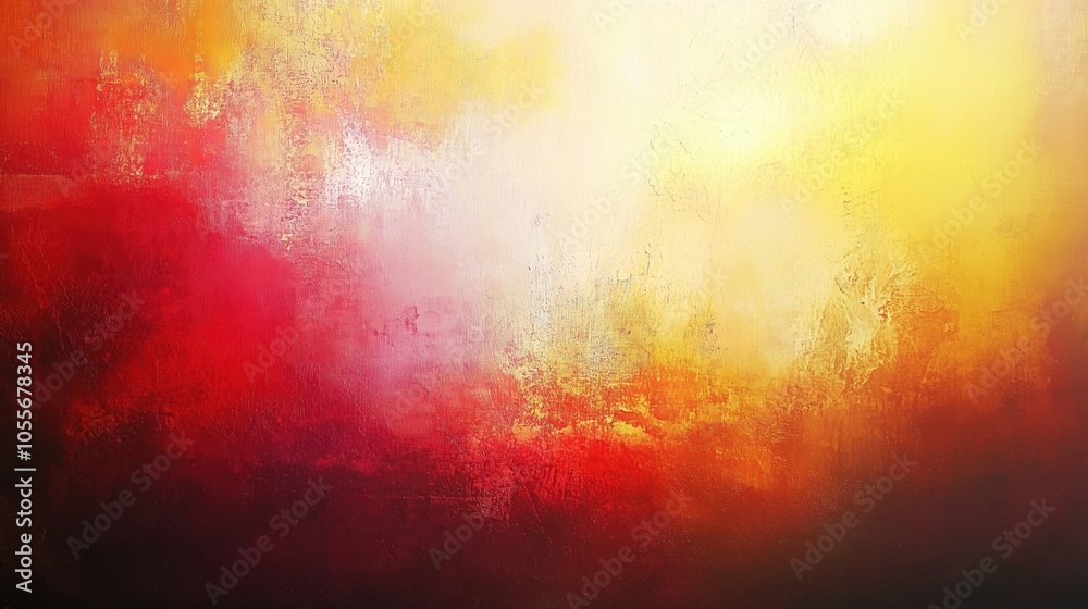 Aufkleber Abstract background featuring soft red and yellow tones with a light gradient and a blurred texture reminiscent of an old canvas. This vintage-inspired artwork showcases expressive brush strokes, crea