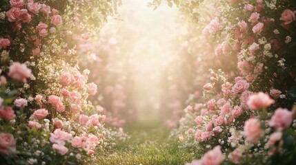 Maternity and wedding photography background featuring delicate flowers in a magical garden setting