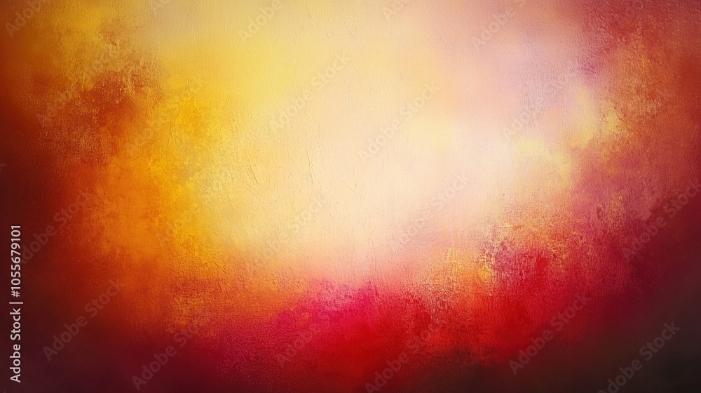 Aufkleber Abstract background featuring soft red and yellow tones with a light gradient and a blurred texture reminiscent of an old canvas. This vintage-inspired artwork showcases expressive brush strokes, crea