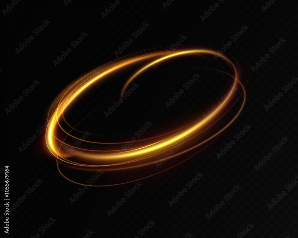 Fototapete shiny vortex rings shimmer on a transparent background. sparkling circles with light effect. light c