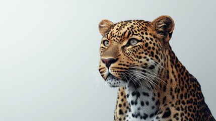 Fototapeta premium Close up of a leopard against a plain background