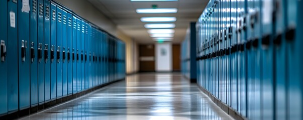 School Lockers in a Hallway Setting