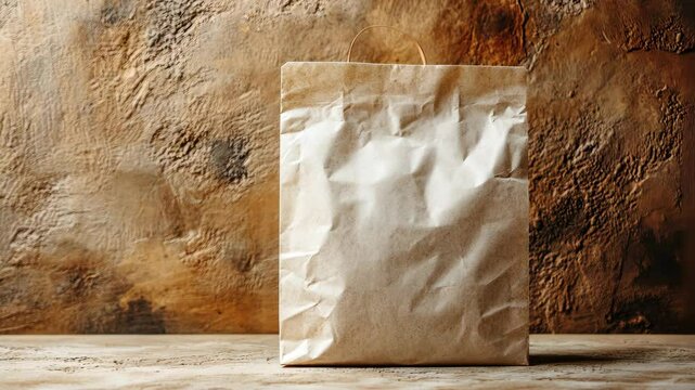 Blank white and craft square paper bag with sticker mockup Video