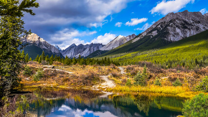 Lake Reflects Canadian Rockies