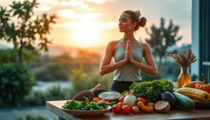 Mindful moments embracing wellness amid fresh produce