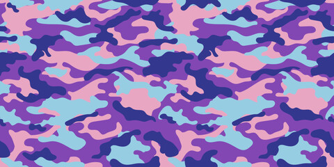 Fashionable camouflage pattern for clothing design. Purple camouflage military pattern.