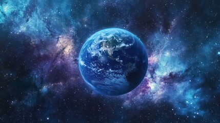 Fototapeta premium A stunning depiction of Earth surrounded by a vibrant cosmic backdrop.