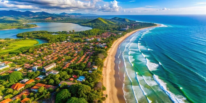 Aerial view of Tamarindo, Costa Rica during daytime, Tamarindo, Costa Rica, aerial, view, beach, ocean, coastline