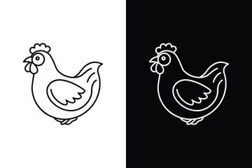 Silhouette icon of a chicken. Beautiful chicken. Vector illustration on white background.	