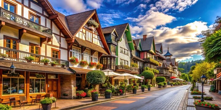 Covered street with charming restaurants and shops in Gramado, Brazil , Rua Coberta, Gramado, RS