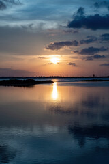 Sunset at natural park of ses salinas, Formentera island