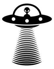 UFO silhouette, alien spaceship, UFO vector icon